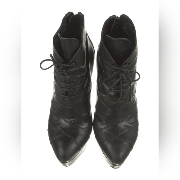 Rare Prada Leather Lace Up Platform Ankle Boots - Picture 3 of 6